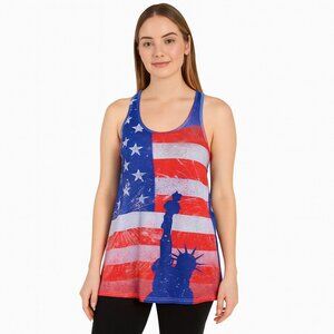 Prairie Rose Women's Statue Of Liberty Red White Blue Tank Top Size L